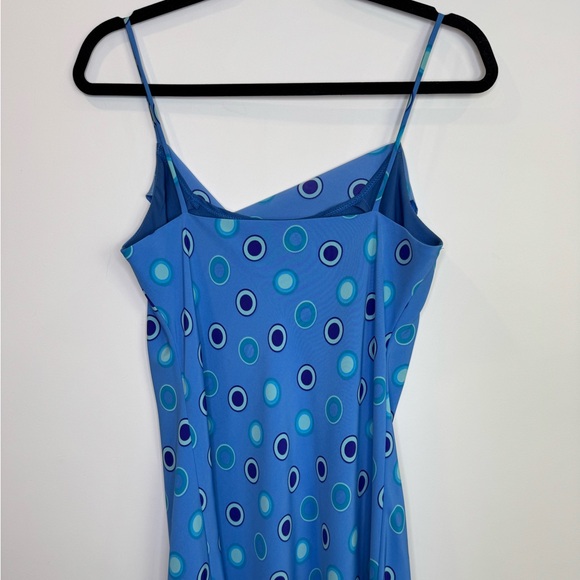 Vintage Y2K Blue Polka Dot asymmetric spaghetti strap Dress size 10 - Picture 6 of 8